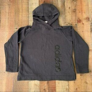 Adidas men's size large gray and black fleece pull over hoodie hooded sweatshirt
